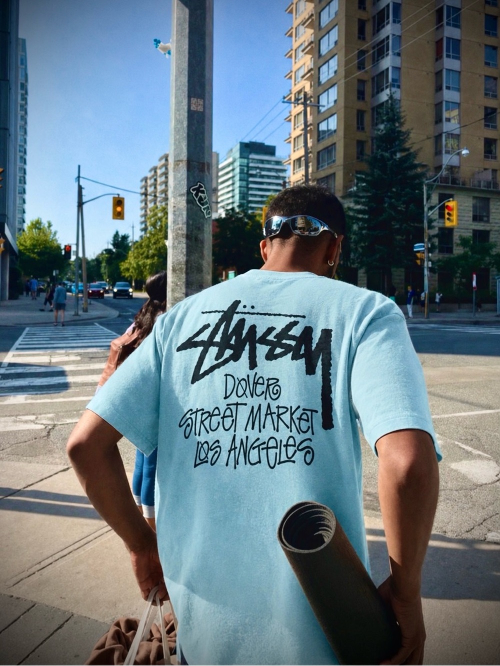 🆕 STUSSY t shirt stüssy Los Angeles chapter DSM collaboration Tee in Tiffany 2XL